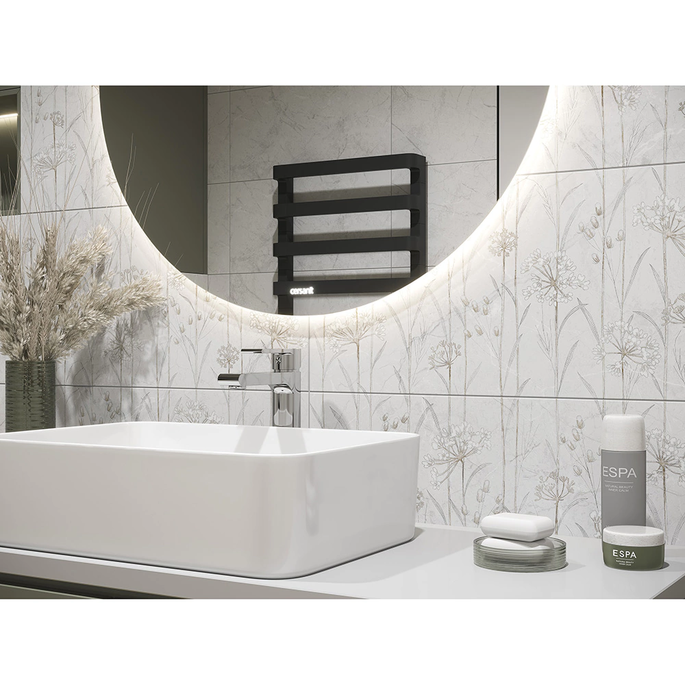 Плитка настенная Тенеро серая цветы 29,8х59,8 см