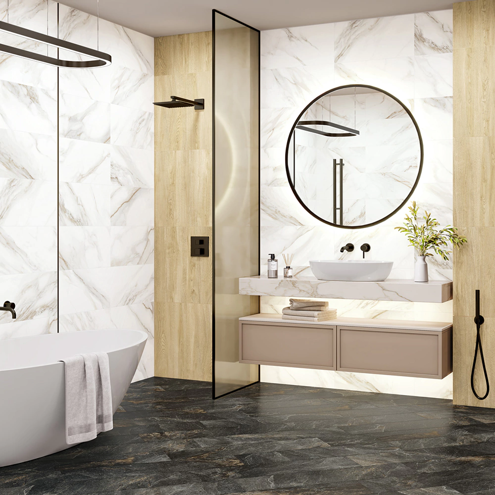 Керамогранит 30х60 см Калакатта андреа белый carving матовый ректификат