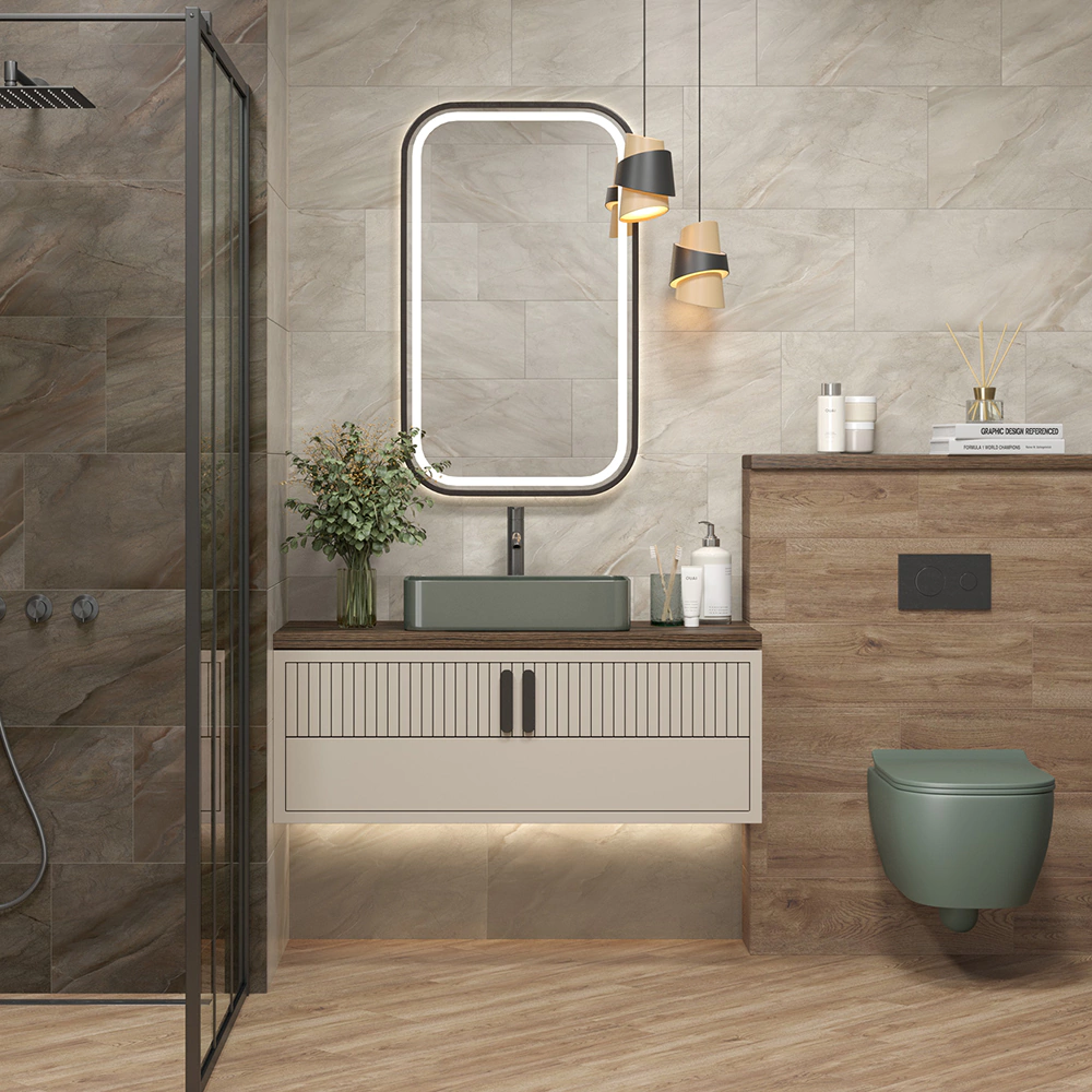 Керамогранит 30х60 см Непал дарк коричневый carving матовый ректификат