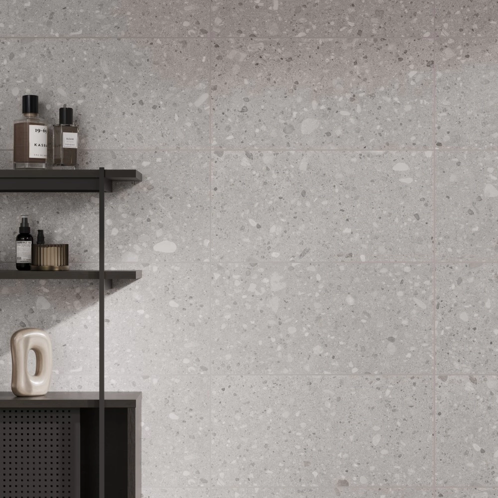 Плитка настенная 30х60 см Форма 02 серая терраццо матовая