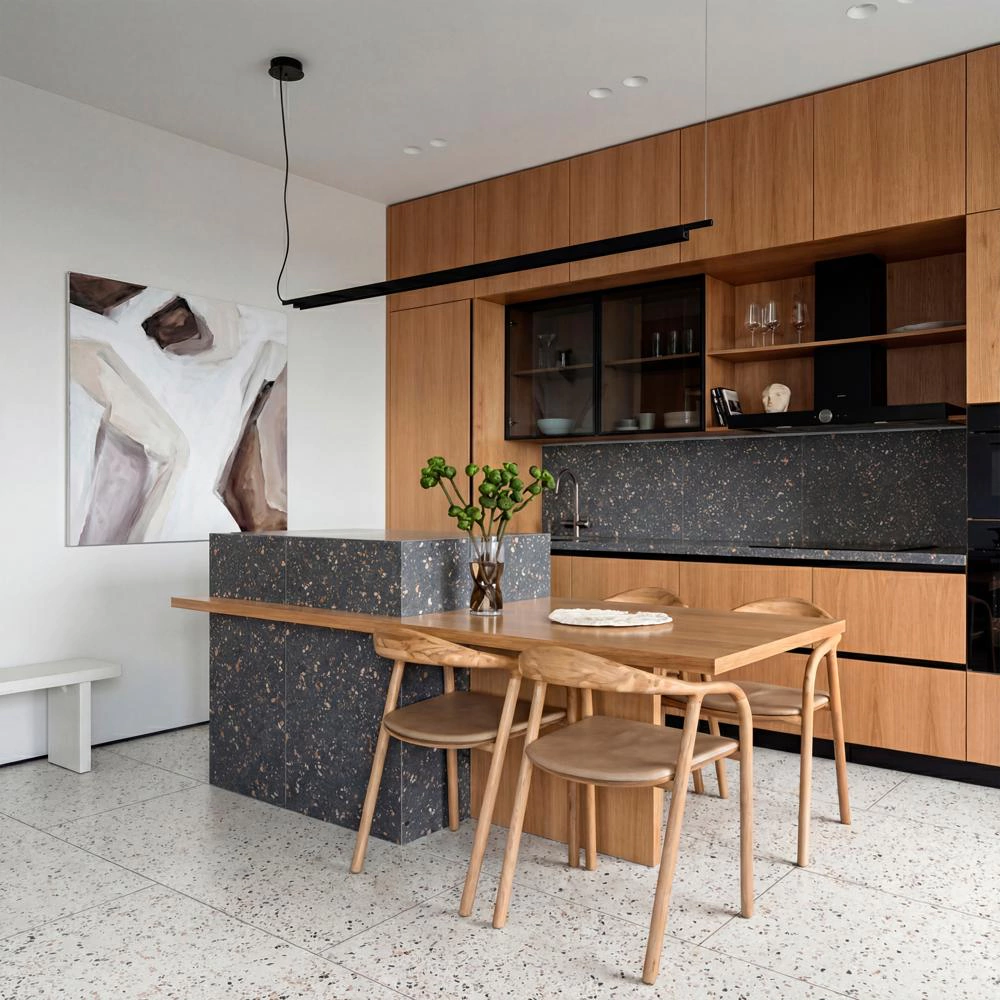 Керамогранит Терраццо Мультиколор черный матовый 60х120 см ректификат