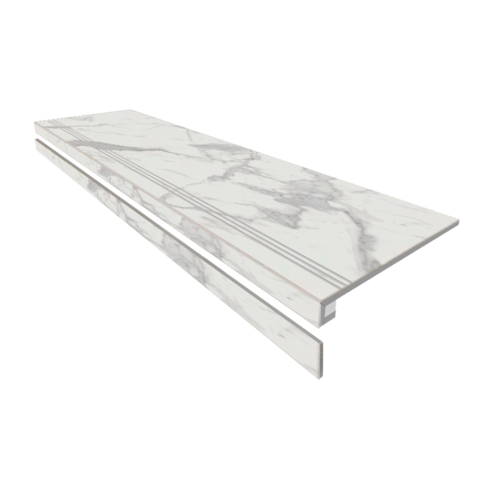 Комплект Мелоди MO101 ступень 33х120 см и подступенок керамогранит белый матовый 14,5х120 см ректификат