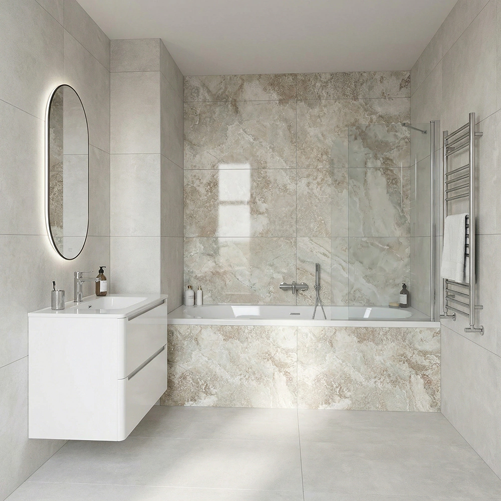 Керамогранит Цементино белый матовый 60х120 см ректификат