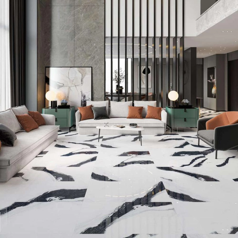 Керамогранит Панда Марбл белый полированный 60х120 см ректификат