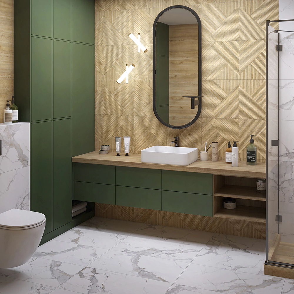 Керамогранит Вудсток бежевый матовый танграм 40х80 см ректификат