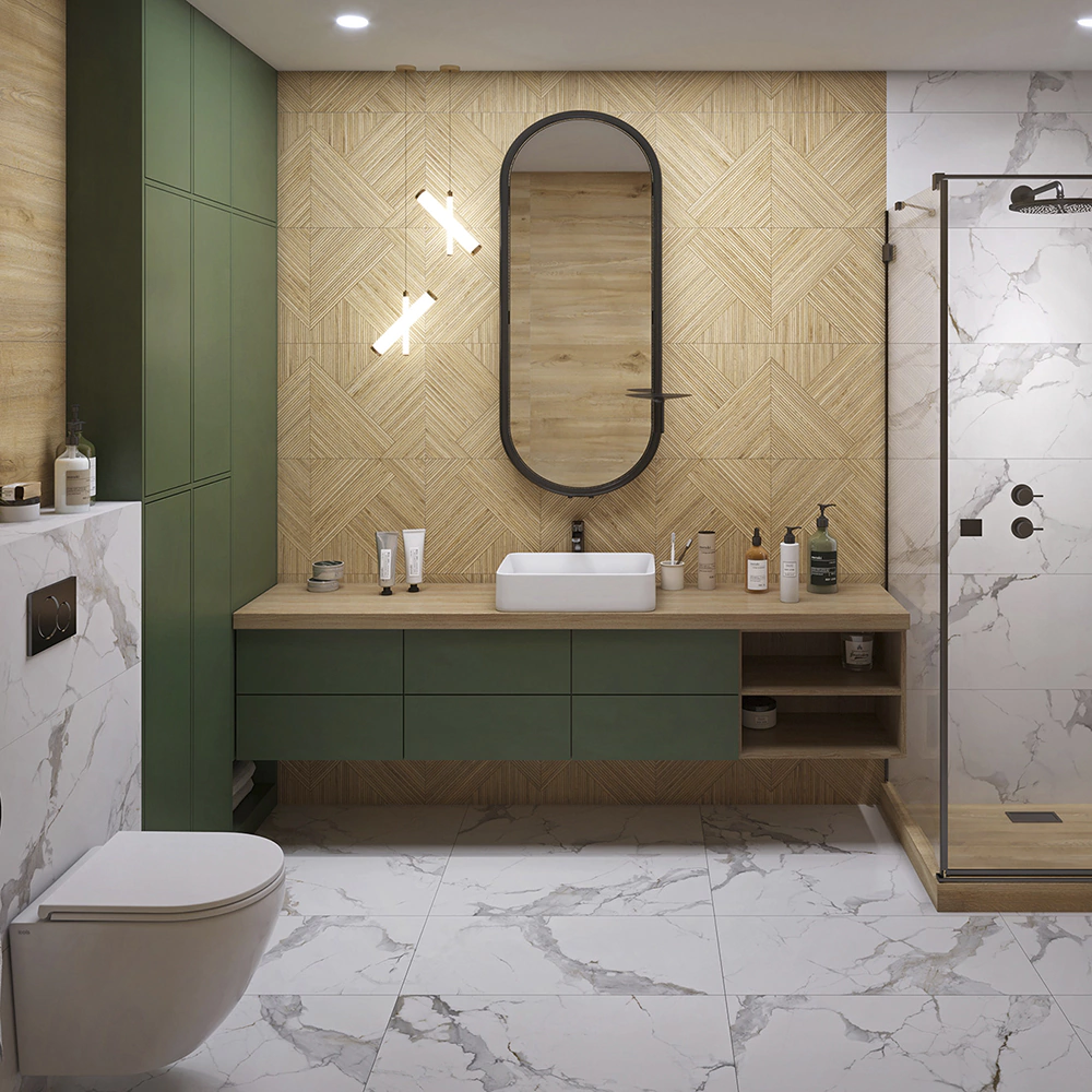 Керамогранит Вудсток бежевый матовый танграм 40х80 см ректификат