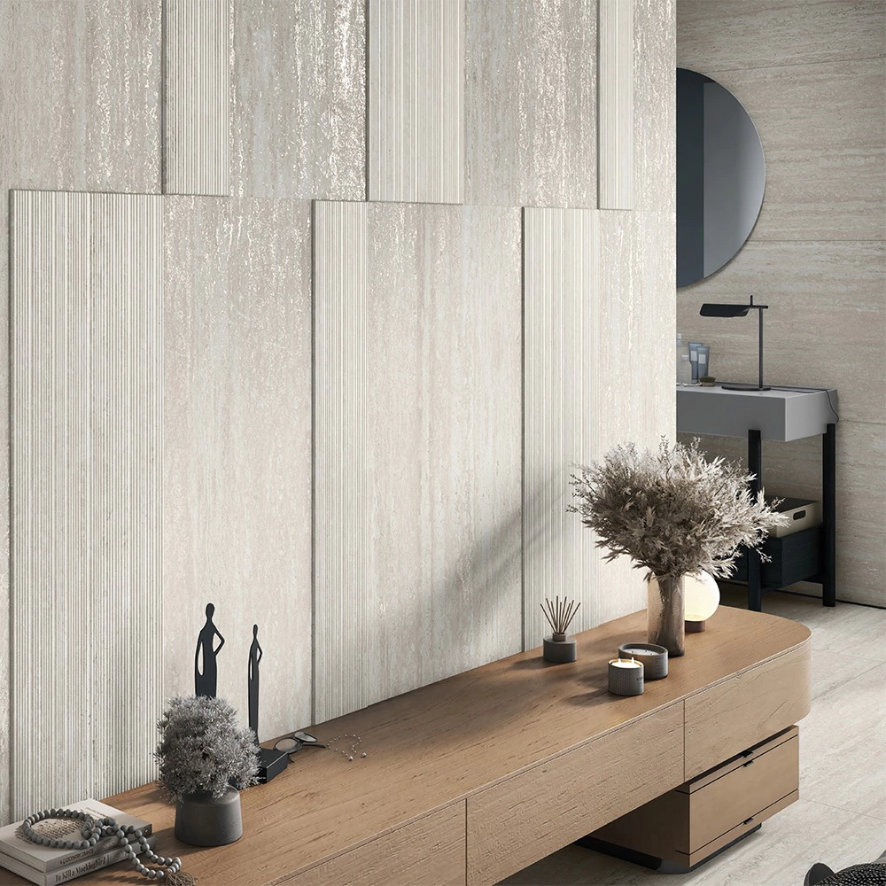 Керамогранит Травертик сильвер матовый Карвинг 60х120 см ректификат