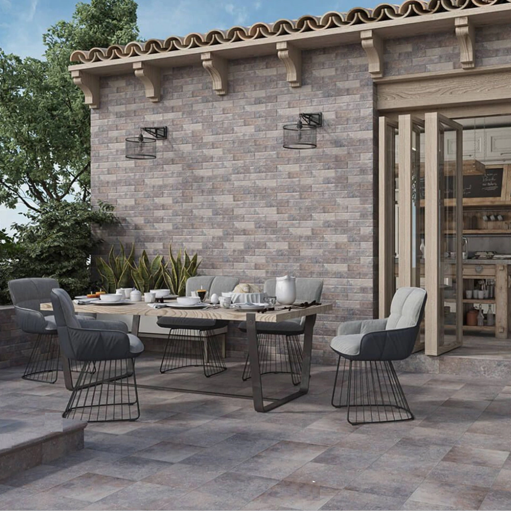 Плитка клинкерная фасадная подоконная Виано грис 10х20 см