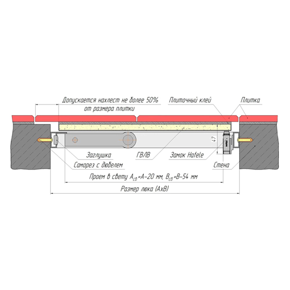 Люк ревизионный Стил 30х60 см под плитку