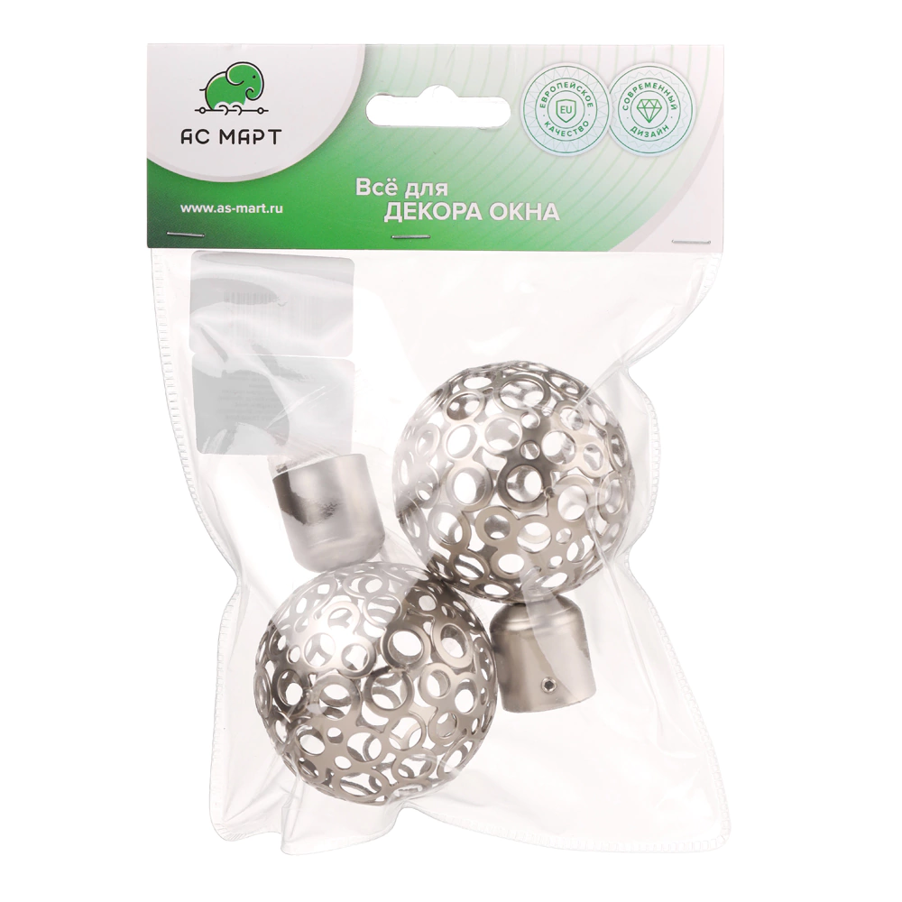 Наконечник d19 мм Метеор никель-сатин 2 шт