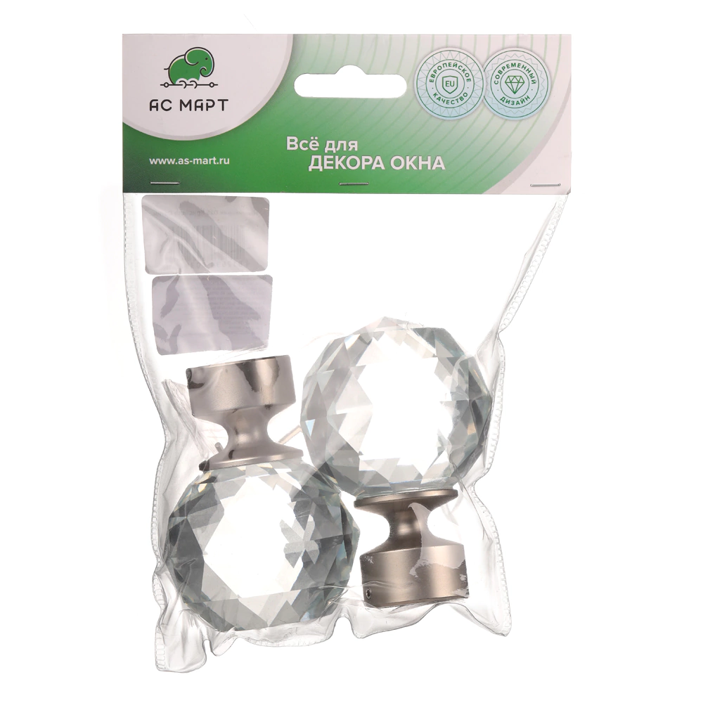 Наконечник d25 мм Кристалл никель-сатин 2 шт