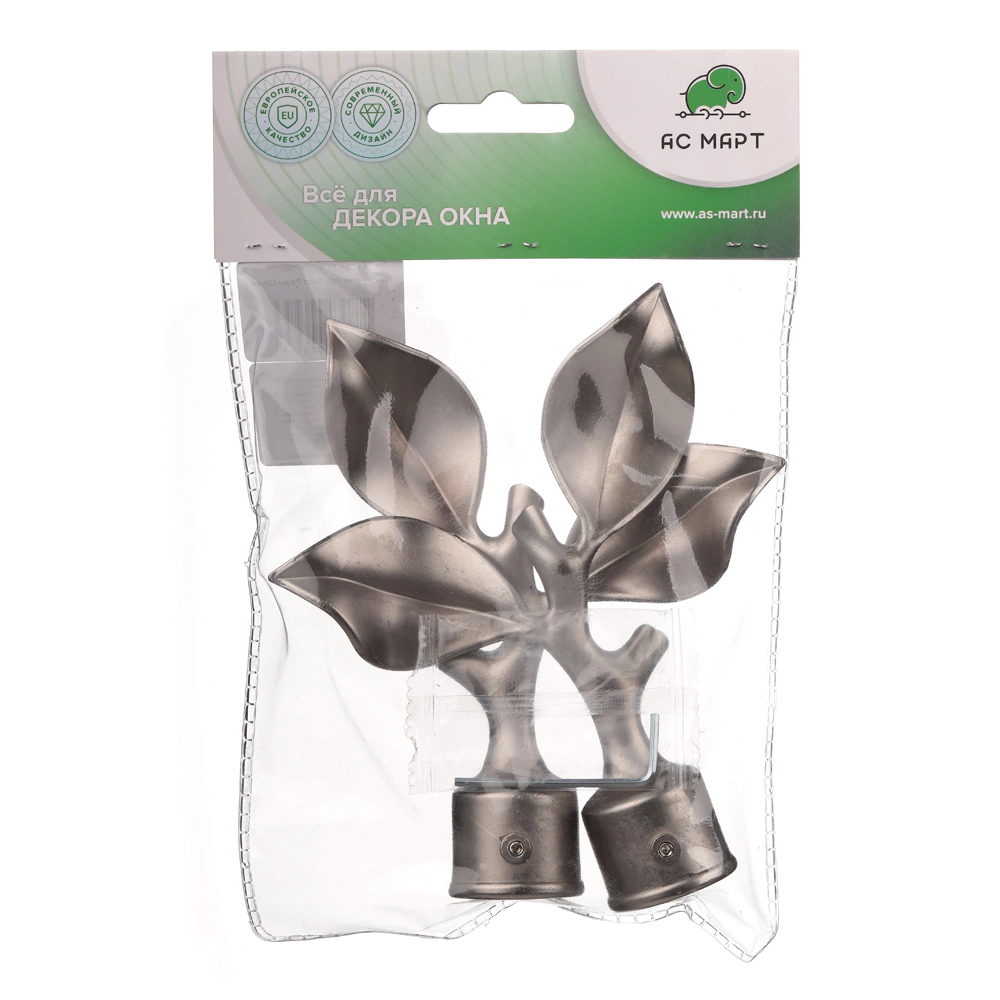 Наконечник d25 мм Лист розы никель-сатин 2 шт