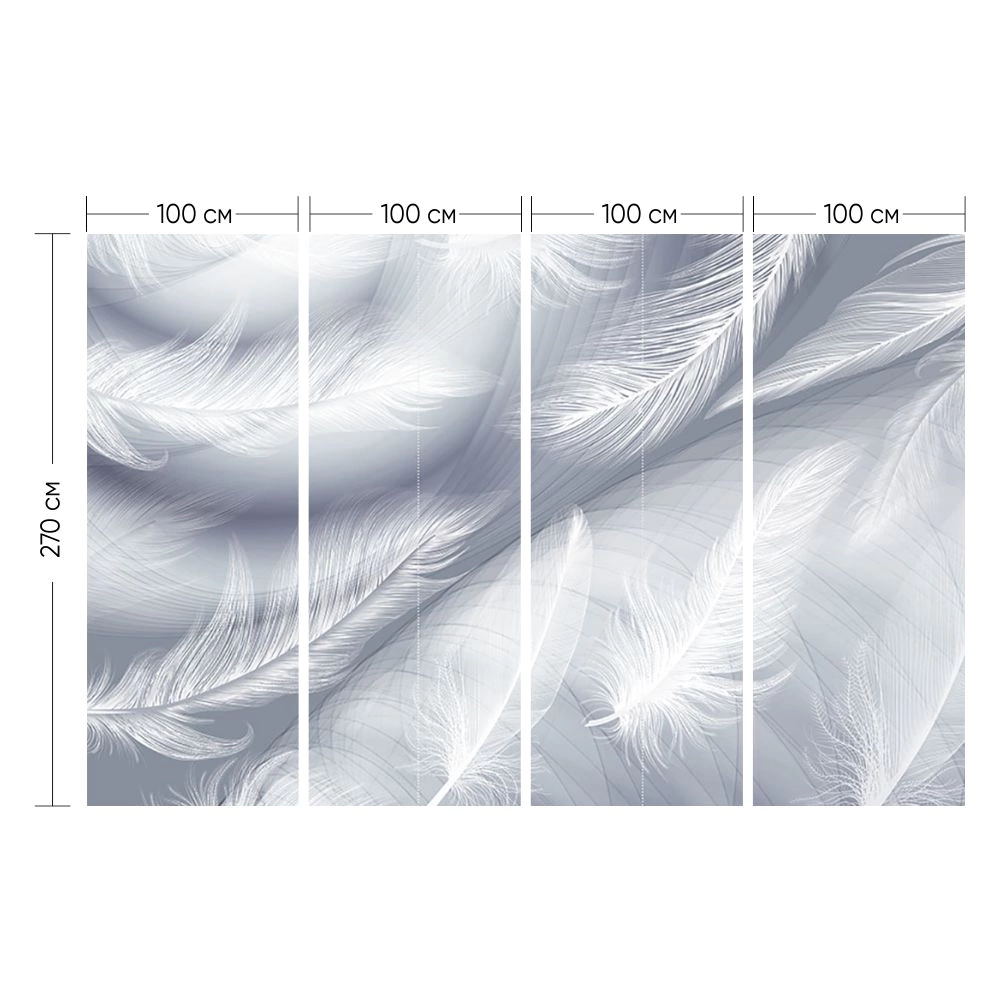 Фотообои флизелиновые Fbrush Белые перья 400х270 см