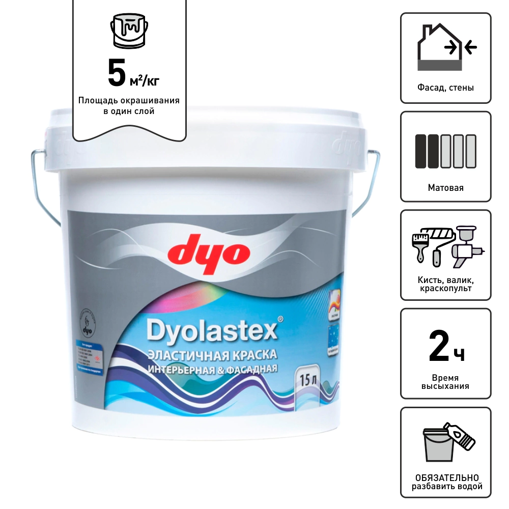 Краска-концентрат эластичная dyo Dyolastex 15 л белая