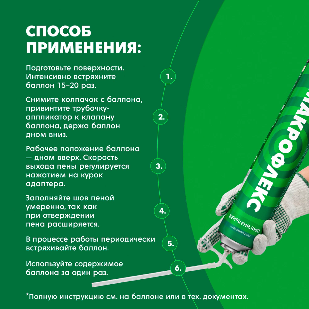 Монтажная пена бытовая 750 мл МАКРОФЛЕКС Оригинальная СТД