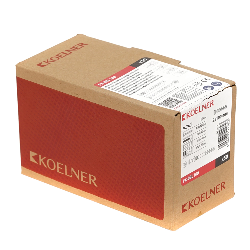 Дюбель-гвоздь 8х100 мм 50 шт с потайной манжетой KOELNER FX-08L100
