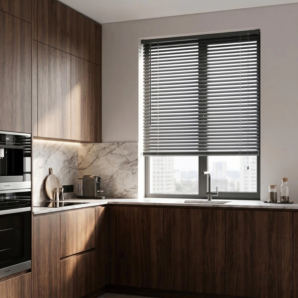 Жалюзи горизонтальные NEODECO пластиковые серые 120х160 см