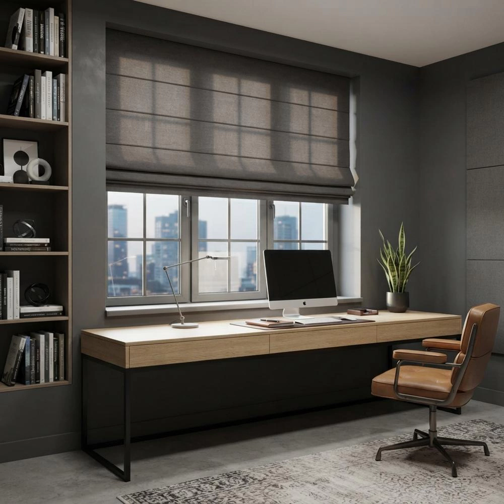 Штора римская без карниза NEODECO Шарм 160х190 см темно-серая