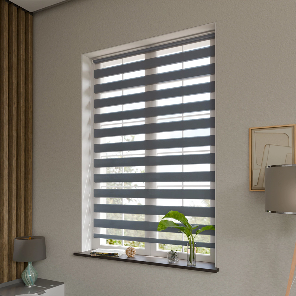 Рулонная штора день-ночь 80х160 см NEODECO Базовый синяя