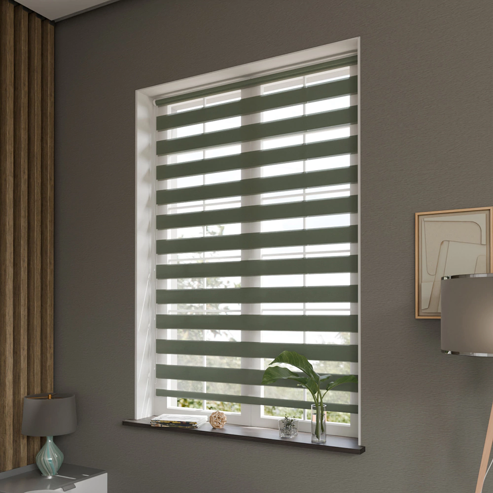 Рулонная штора день-ночь 100х160 см NEODECO Базовый зеленая