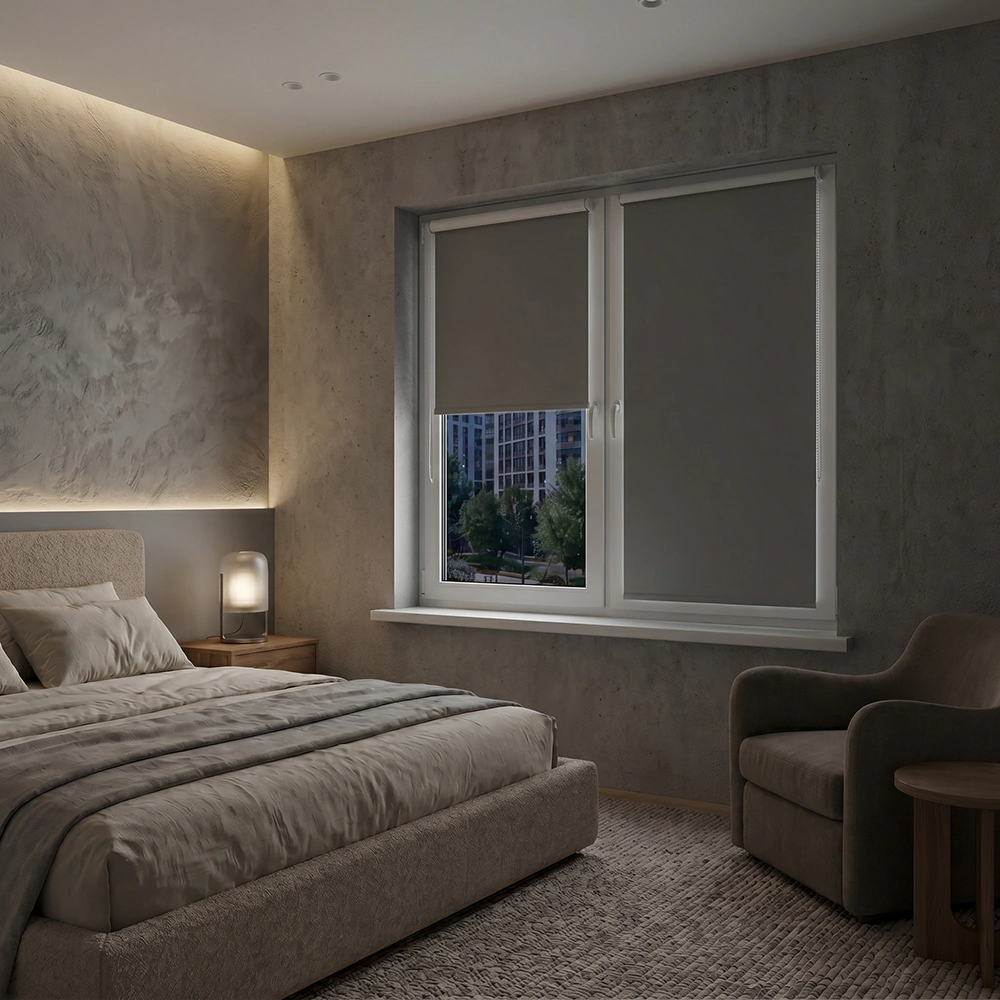 Рулонная штора блэкаут 40х155 см NEODECO Базовый светло-серая