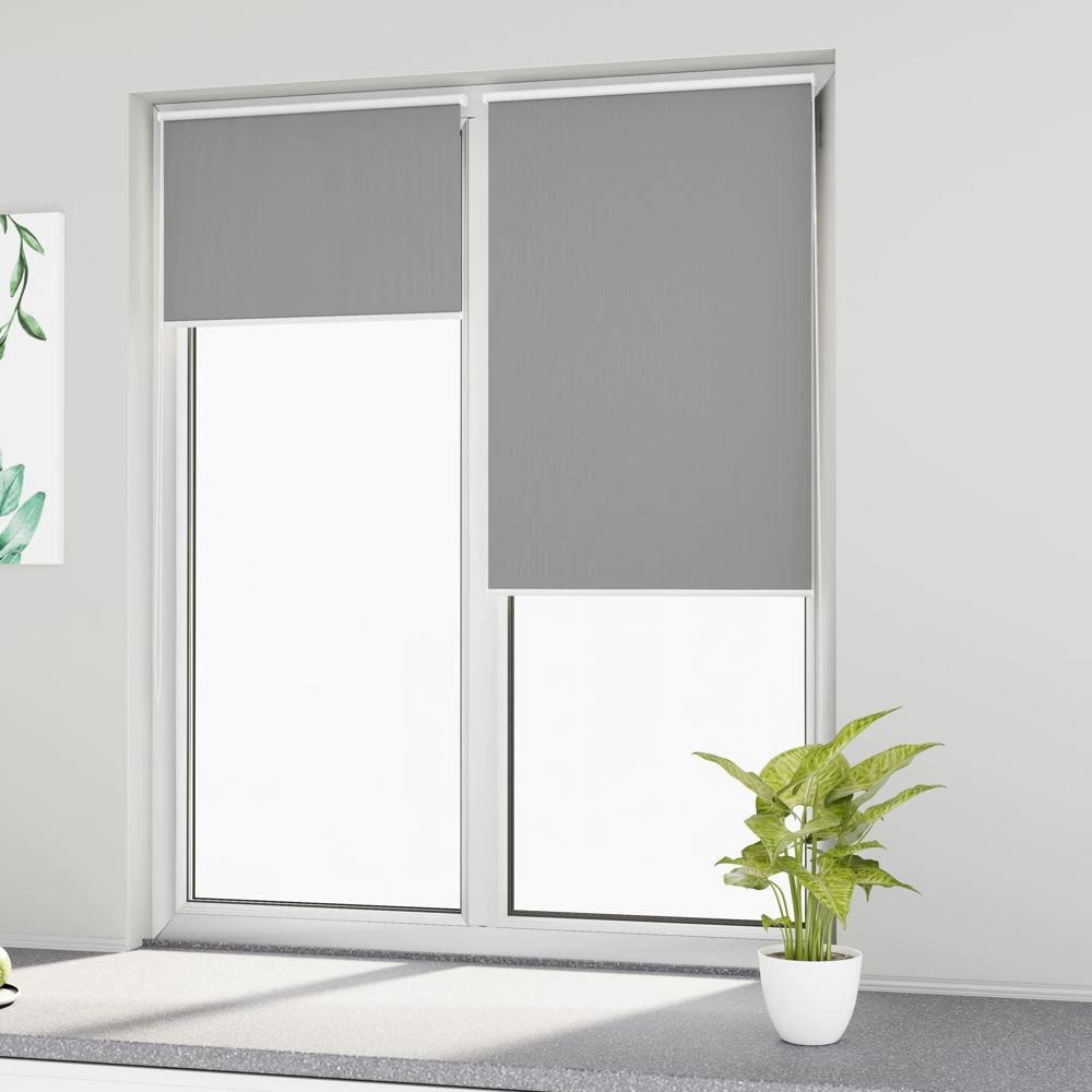 Рулонная штора блэкаут 80х155 см NEODECO Базовый светло-серая