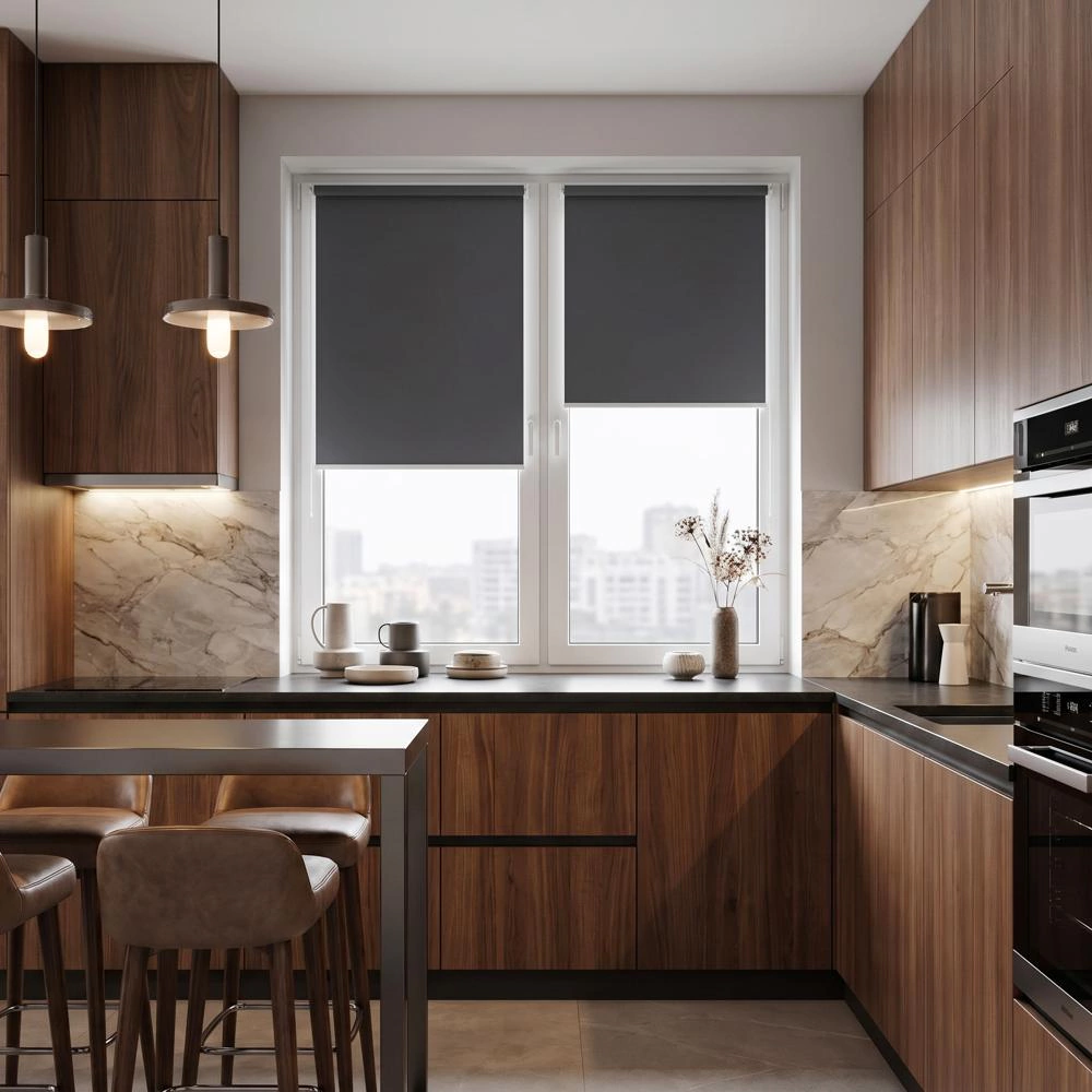 Рулонная штора блэкаут 60х155 см NEODECO Базовый графит