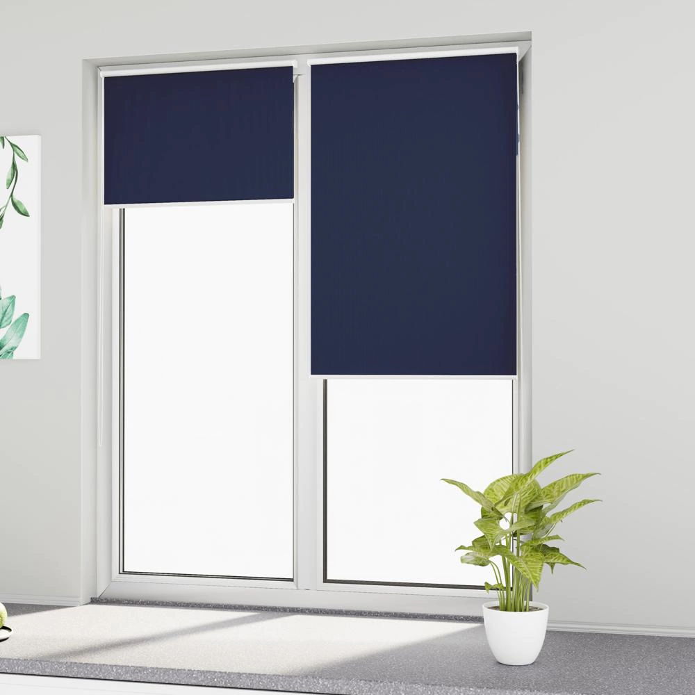 Рулонная штора блэкаут 80х155 см NEODECO Базовый синяя