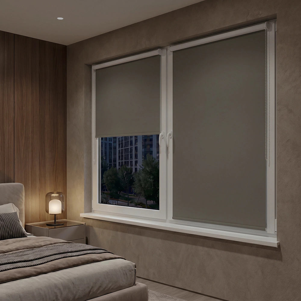 Рулонная штора блэкаут 40х155 см NEODECO Базовый коричневая