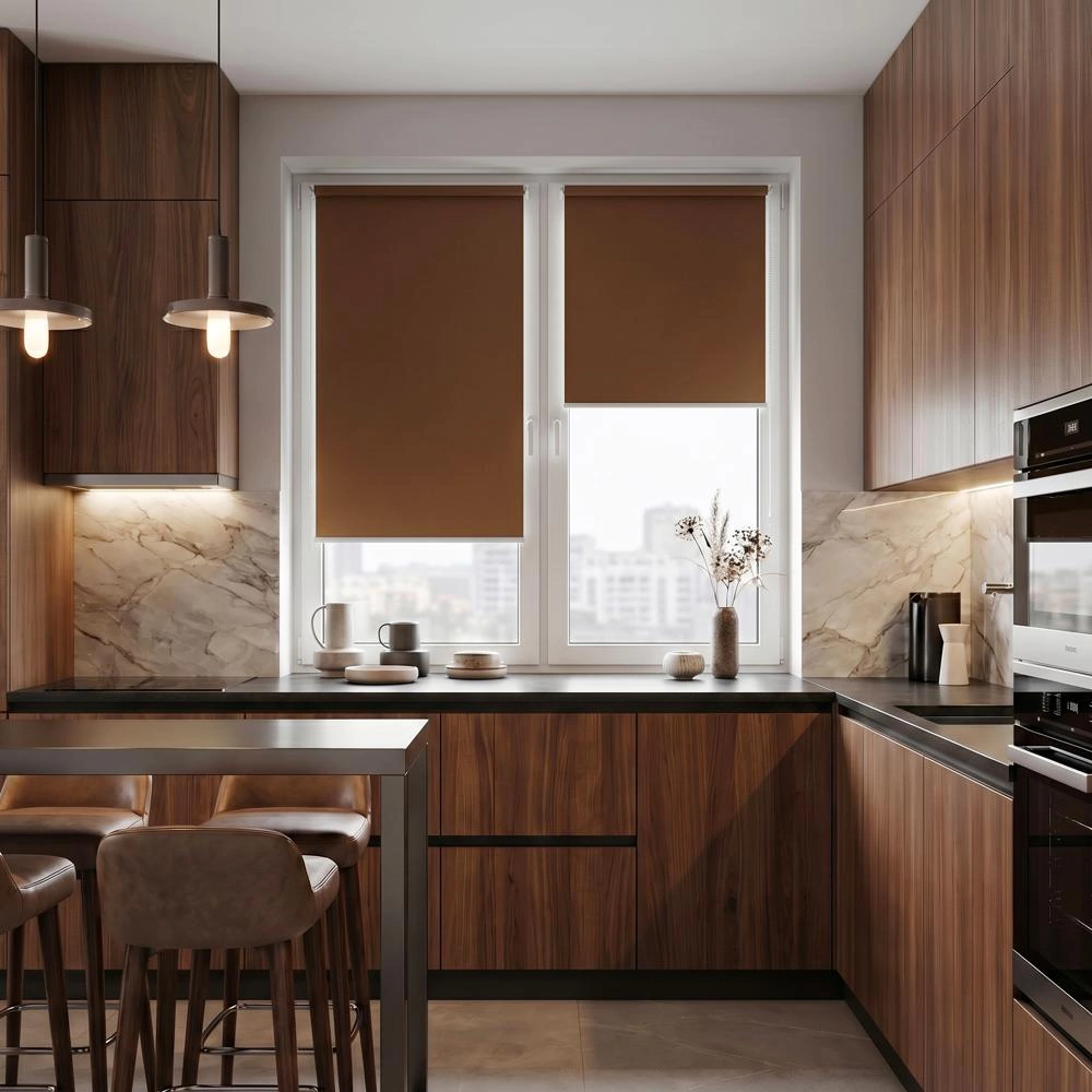 Рулонная штора блэкаут 60х155 см NEODECO Базовый терракотовая