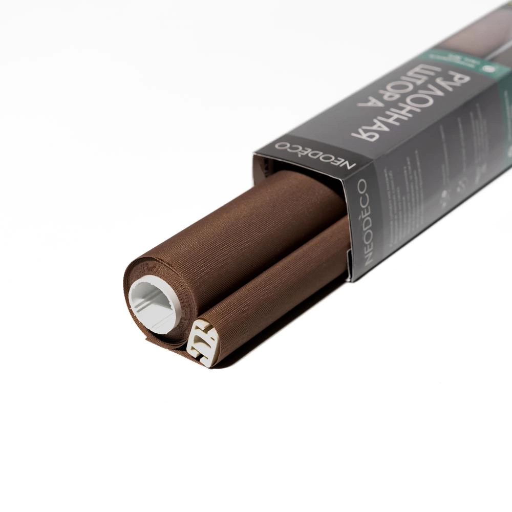 Рулонная штора 80х155 см NEODECO Базовый коричневая