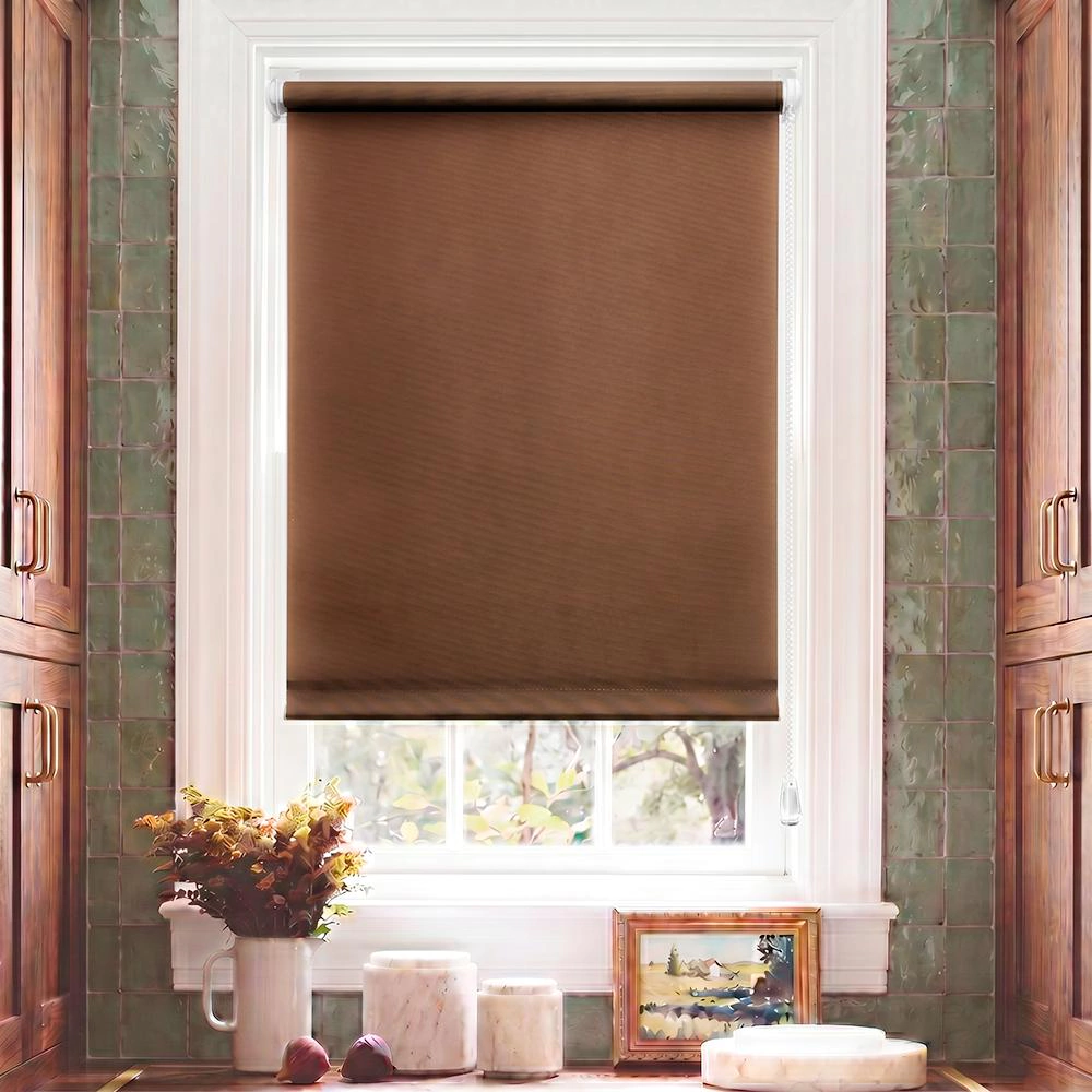 Рулонная штора 90х155 см NEODECO Базовый коричневая