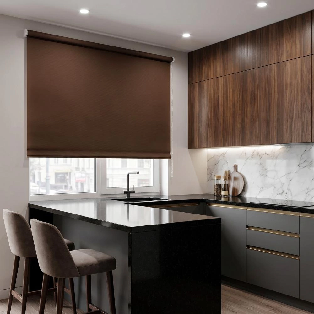 Рулонная штора 120х155 см NEODECO Базовый коричневая