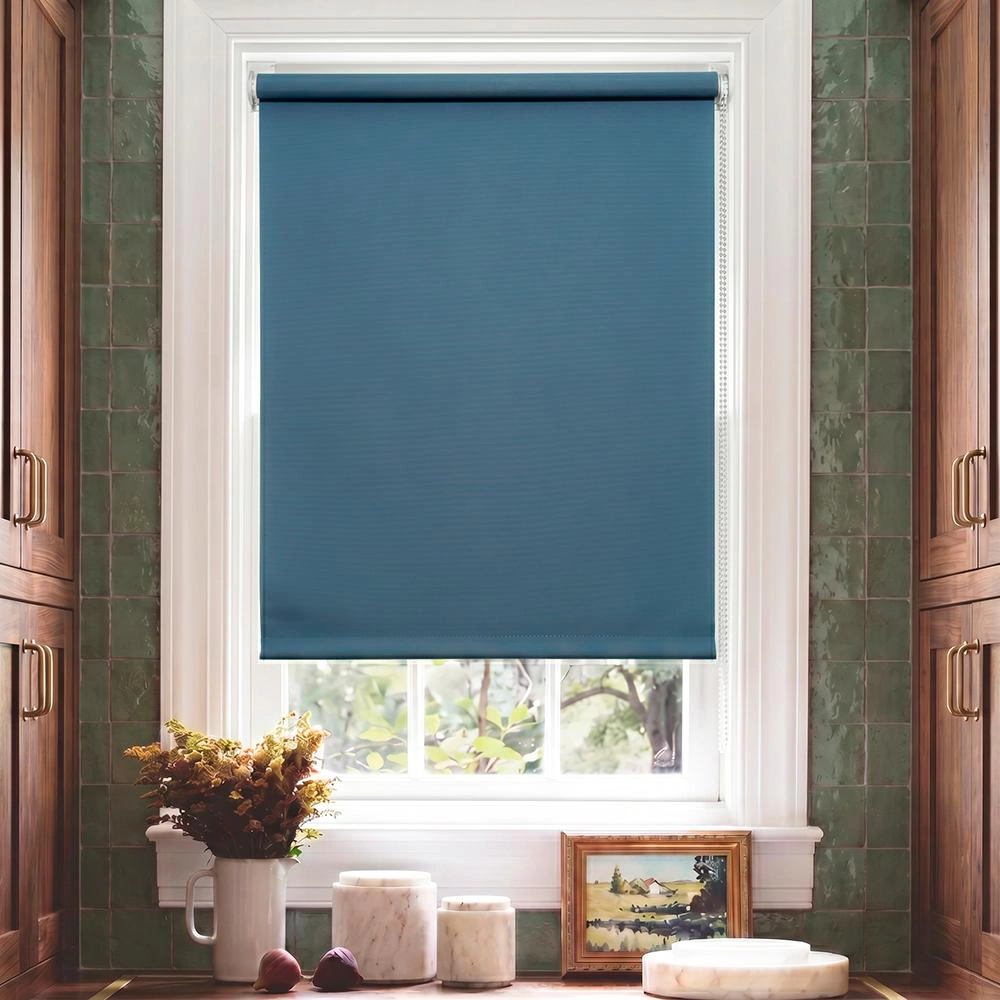 Рулонная штора 50х155 см NEODECO Базовый серо-голубая