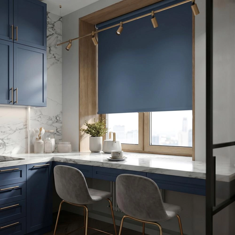 Рулонная штора 100х155 см NEODECO Базовый серо-голубая