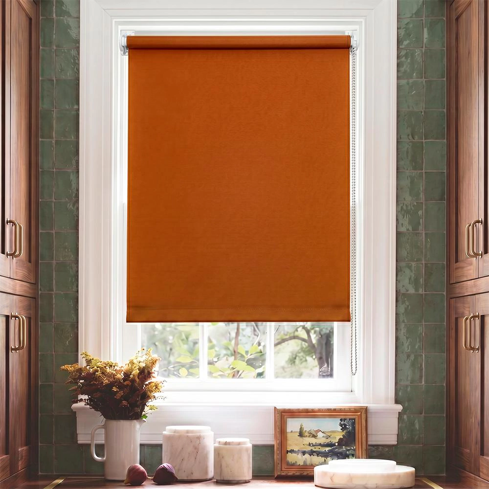 Рулонная штора 100х155 см NEODECO Базовый терракотовая