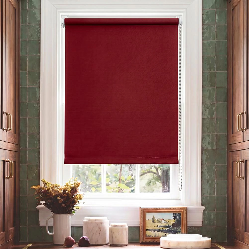 Рулонная штора 60х155 см NEODECO Базовый бордовая