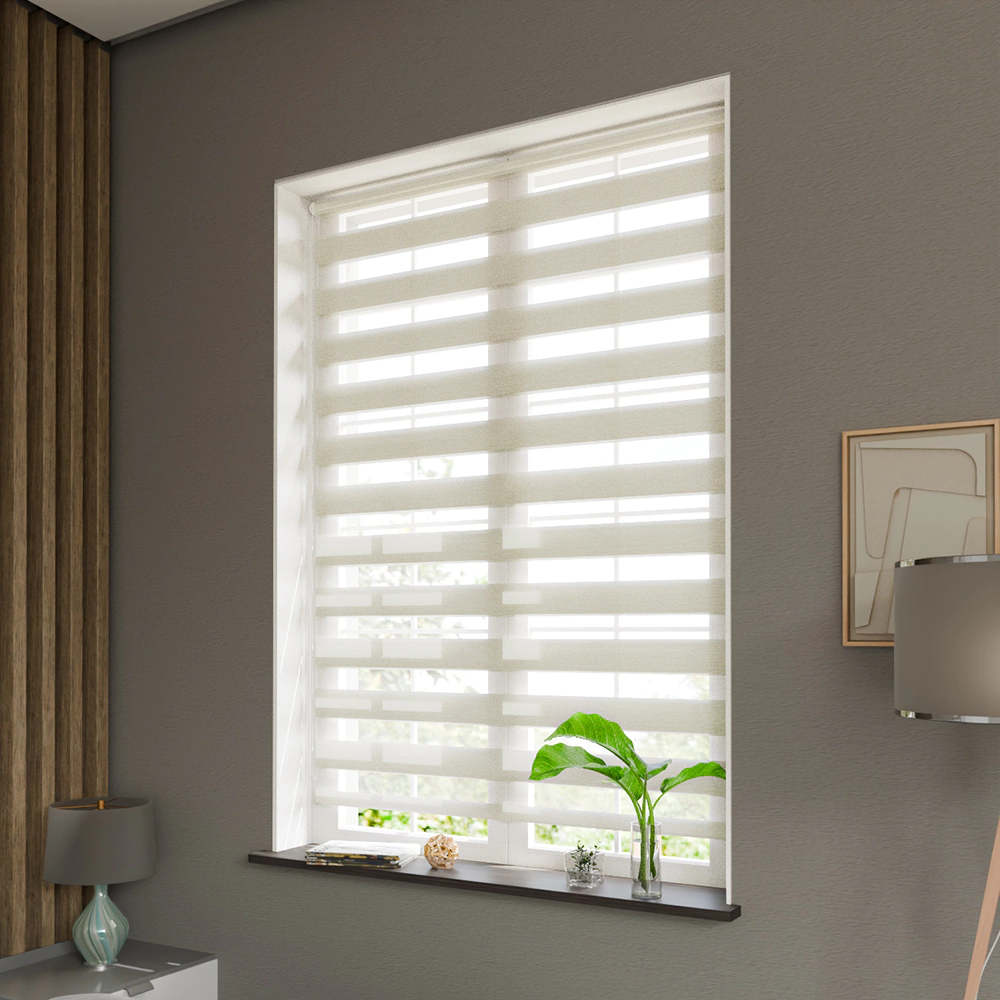 Рулонная штора день-ночь 100х160 см NEODECO Модерн бежевая