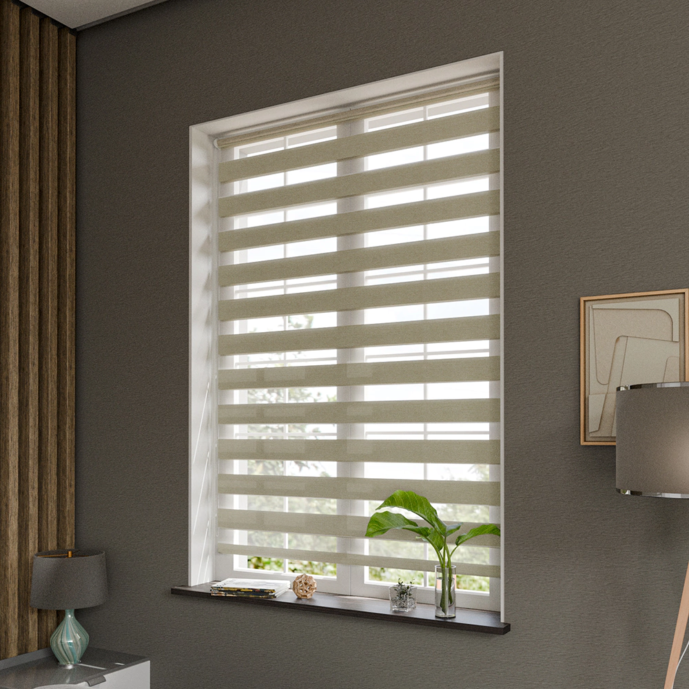 Рулонная штора день-ночь 90х150 см Нива бежевая