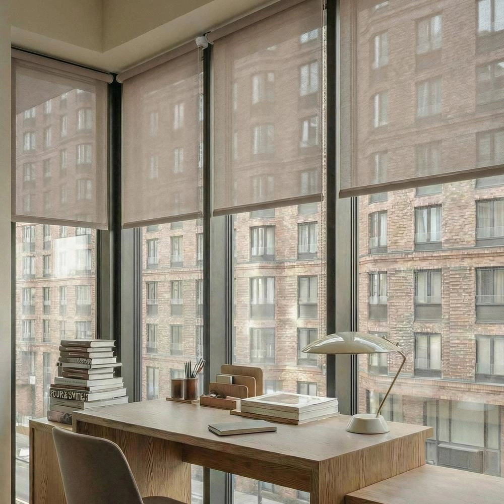 Рулонная штора 70х160 см NEODECO Модерн бежевая