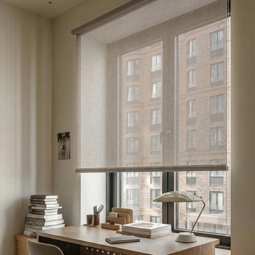 Рулонная штора 140х175 см NEODECO Модерн бежевая