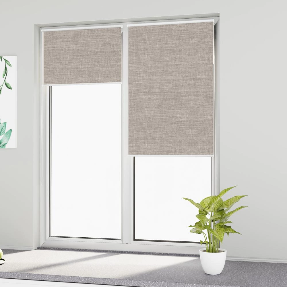 Рулонная штора блэкаут рогожка 100х160 см NEODECO Модерн бежевая