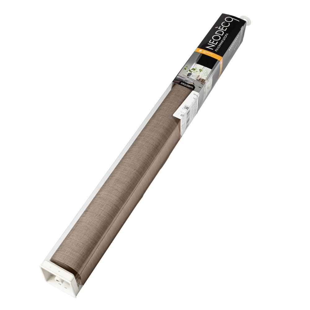 Рулонная штора блэкаут рогожка 100х250 см NEODECO Модерн темно-бежевая
