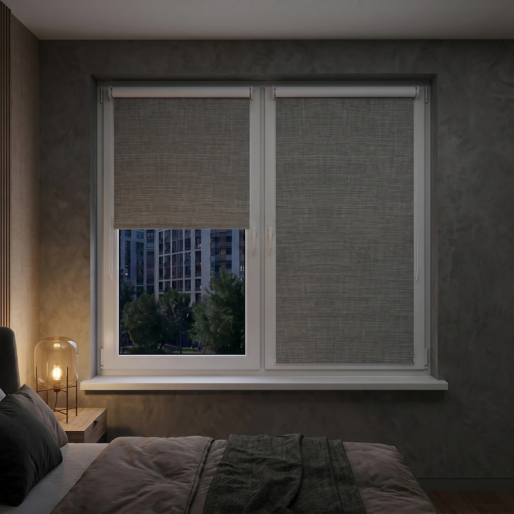 Рулонная штора блэкаут рогожка 40х160 см NEODECO Модерн серая