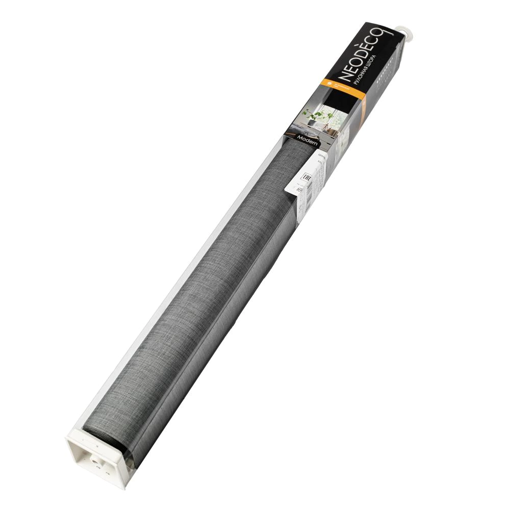 Рулонная штора блэкаут рогожка 55х160 см NEODECO Модерн темно-серая