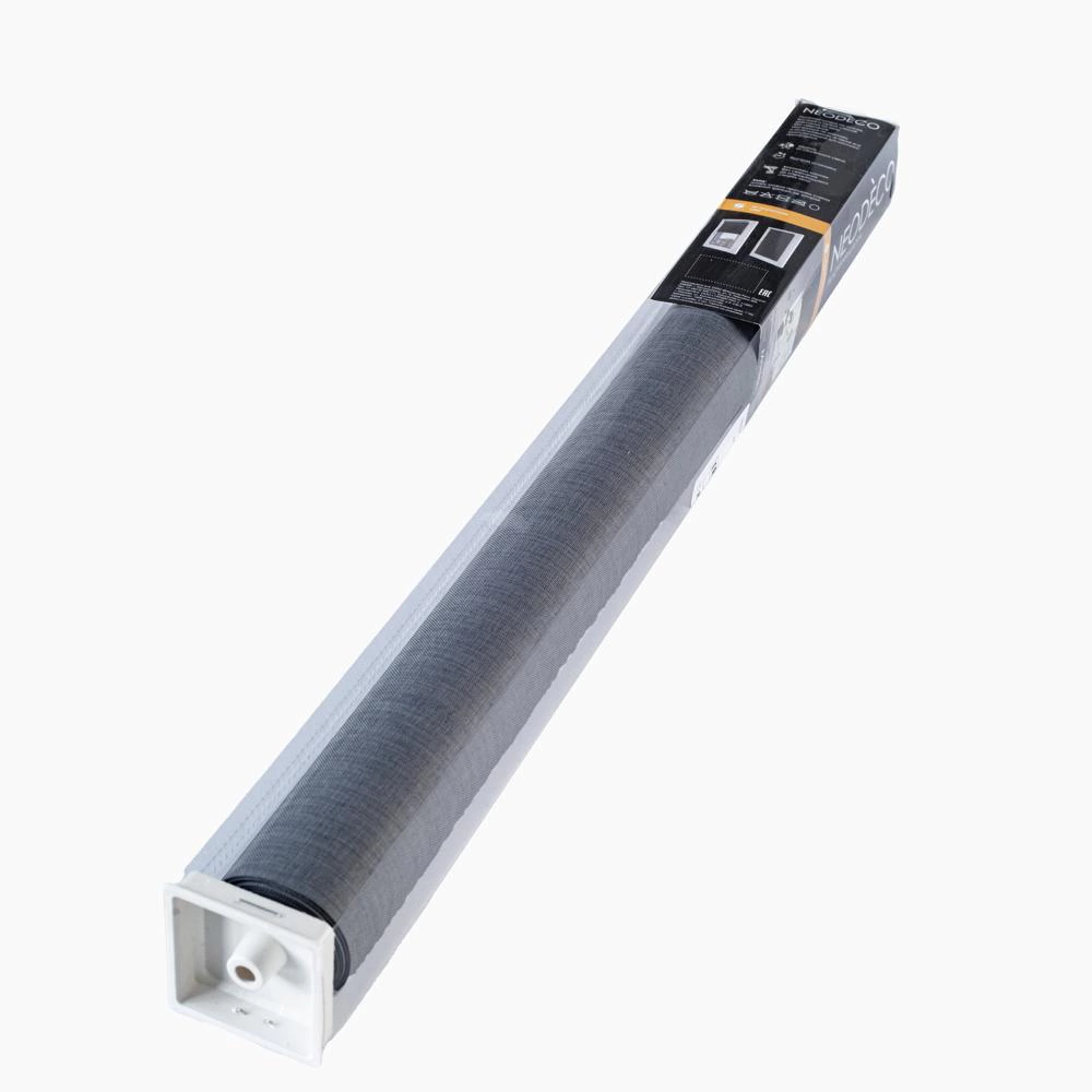 Рулонная штора блэкаут рогожка 70х160 см NEODECO Модерн темно-серая