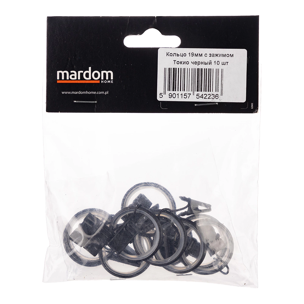 Кольца d19 мм с зажимом Токио черный 10 шт