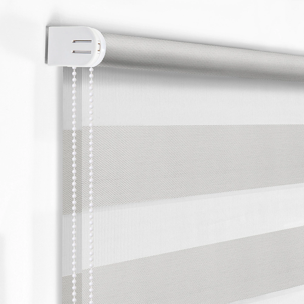 Штора рулонная MIAMOZA день-ночь светонепроницаемая 180х180 см серо-молочная