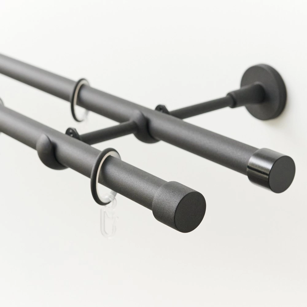 Держатель для карниза стеновой 2-рядный d20 мм черный матовый