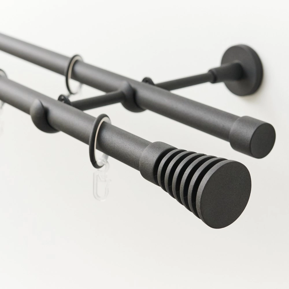 Держатель для карниза стеновой 2-рядный d20 мм черный матовый